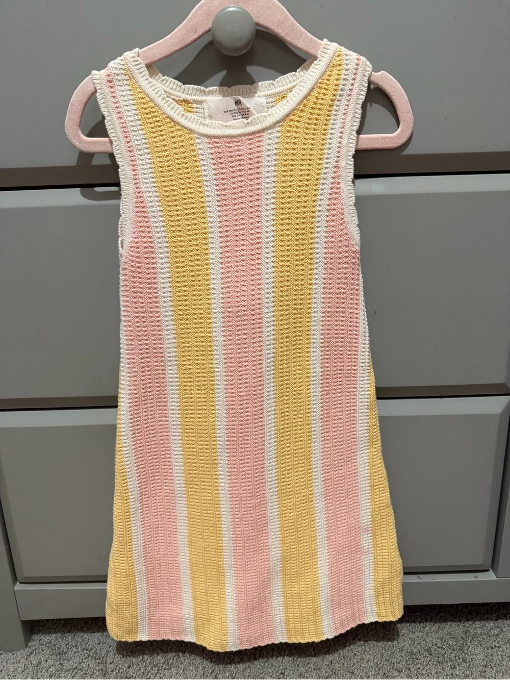 H&M Girls' Striped Knit Tank Dress - Pink, Yellow & White